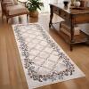 Garvee Large Washable Area Rug 10 x 13 for Living Room, Non-Slip Soft Modern Floral Rug Low Pile Farmhouse Floral Carpet Non-Shedding Foldable Printed Rugs for Bedroom Dining Room, Green(Floral Vines| Beige)