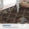 Garvee Large Washable Area Rug 10 x 13 for Living Room, Non-Slip Soft Modern Floral Rug Low Pile Farmhouse Floral Carpet Non-Shedding Foldable Printed Rugs for Bedroom Dining Room, Green(Floral Vines| Brown)