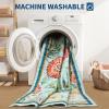 Garvee Large Washable Area Rug 10 x 13 for Living Room, Non-Slip Soft Modern Floral Rug Low Pile Farmhouse Floral Carpet Non-Shedding Foldable Printed Rugs for Bedroom Dining Room, Green(Floral | Blue)