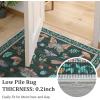 Garvee Large Washable Area Rug 10 x 13 for Living Room, Non-Slip Soft Modern Floral Rug Low Pile Farmhouse Floral Carpet Non-Shedding Foldable Printed Rugs for Bedroom Dining Room, Green(Mushroom | Black)