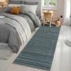 Garvee Large Washable Area Rug 10 x 13 for Living Room, Non-Slip Soft Modern Floral Rug Low Pile Farmhouse Floral Carpet Non-Shedding Foldable Printed Rugs for Bedroom Dining Room, Green(Striped|blue)