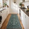 Garvee Large Washable Area Rug 10 x 13 for Living Room, Non-Slip Soft Modern Floral Rug Low Pile Farmhouse Floral Carpet Non-Shedding Foldable Printed Rugs for Bedroom Dining Room, Green(Floral 2 | Dark Green)