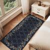 Garvee Large Washable Area Rug 10 x 13 for Living Room, Non-Slip Soft Modern Floral Rug Low Pile Farmhouse Floral Carpet Non-Shedding Foldable Printed Rugs for Bedroom Dining Room, Green(Floral Vines| Black)