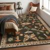 Garvee Large Washable Area Rug 10 x 13 for Living Room, Non-Slip Soft Modern Floral Rug Low Pile Farmhouse Floral Carpet Non-Shedding Foldable Printed Rugs for Bedroom Dining Room, Green(Mushroom | Brown)