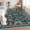 Garvee Large Washable Area Rug 10 x 13 for Living Room, Non-Slip Soft Modern Floral Rug Low Pile Farmhouse Floral Carpet Non-Shedding Foldable Printed Rugs for Bedroom Dining Room, Green(Mushroom | Black)