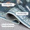 Garvee Large Washable Area Rug 10 x 13 for Living Room, Non-Slip Soft Modern Floral Rug Low Pile Farmhouse Floral Carpet Non-Shedding Foldable Printed Rugs for Bedroom Dining Room, Green(Mushroom | Blue)