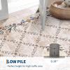 Garvee Large Washable Area Rug 10 x 13 for Living Room, Non-Slip Soft Modern Floral Rug Low Pile Farmhouse Floral Carpet Non-Shedding Foldable Printed Rugs for Bedroom Dining Room, Green(Floral Vines| Beige)