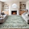 Garvee Large Washable Area Rug 10 x 13 for Living Room, Non-Slip Soft Modern Floral Rug Low Pile Farmhouse Floral Carpet Non-Shedding Foldable Printed Rugs for Bedroom Dining Room, Green(Floral Vines| Green)