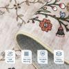 Garvee Large Washable Area Rug 10 x 13 for Living Room, Non-Slip Soft Modern Floral Rug Low Pile Farmhouse Floral Carpet Non-Shedding Foldable Printed Rugs for Bedroom Dining Room, Green(Floral Vines| Beige)