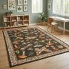 Garvee Large Washable Area Rug 10 x 13 for Living Room, Non-Slip Soft Modern Floral Rug Low Pile Farmhouse Floral Carpet Non-Shedding Foldable Printed Rugs for Bedroom Dining Room, Green(Mushroom | Brown)