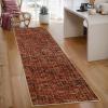 Garvee Modern Area Rug 8×10 Washable Rug for Living Room with Non Slip Backing, Contemporary Neutral Striped Carpet Thin Foldable Low Pile Mat Soft Non Shedding Carpet for Bedroom Dining Room, Camel(Plaid|red)
