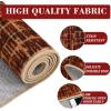 Garvee Modern Area Rug 8×10 Washable Rug for Living Room with Non Slip Backing, Contemporary Neutral Striped Carpet Thin Foldable Low Pile Mat Soft Non Shedding Carpet for Bedroom Dining Room, Camel(Plaid|red)