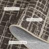 Garvee Modern Area Rug 8×10 Washable Rug for Living Room with Non Slip Backing, Contemporary Neutral Striped Carpet Thin Foldable Low Pile Mat Soft Non Shedding Carpet for Bedroom Dining Room, Camel(Modern|brown)