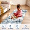 Garvee Modern Area Rug 8×10 Washable Rug for Living Room with Non Slip Backing, Contemporary Neutral Striped Carpet Thin Foldable Low Pile Mat Soft Non Shedding Carpet for Bedroom Dining Room, Camel(Artistic|blue)