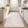 Garvee Rugs for Girls Bedroom Washable 4×6 Area Rug for Nursery Room, Non Slip Soft Low-Pile French Retro Floral Accent Throw Carpet for College Dorm Decor Kids Room Playroom, Blue(Pink)