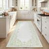 Garvee Rugs for Girls Bedroom Washable 4×6 Area Rug for Nursery Room, Non Slip Soft Low-Pile French Retro Floral Accent Throw Carpet for College Dorm Decor Kids Room Playroom, Blue(Green)