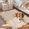 Garvee Scalloped Bow Rug 2×3, Soft Faux Wool Washable Area Rug for Kitchen Floor, Non Slip Low Pile Entryway Rugs, Nursery Bedroom Decor, Beige(Beigebrown)