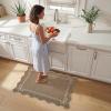 Garvee Scalloped Bow Rug 2×3, Soft Faux Wool Washable Area Rug for Kitchen Floor, Non Slip Low Pile Entryway Rugs, Nursery Bedroom Decor, Beige(Brown)