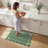 Garvee Scalloped Bow Rug 2×3, Soft Faux Wool Washable Area Rug for Kitchen Floor, Non Slip Low Pile Entryway Rugs, Nursery Bedroom Decor, Beige(Green)
