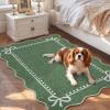 Garvee Scalloped Bow Rug 2×3, Soft Faux Wool Washable Area Rug for Kitchen Floor, Non Slip Low Pile Entryway Rugs, Nursery Bedroom Decor, Beige(Green)