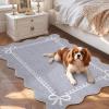 Garvee Scalloped Bow Rug 2×3, Soft Faux Wool Washable Area Rug for Kitchen Floor, Non Slip Low Pile Entryway Rugs, Nursery Bedroom Decor, Beige(Greyblue)