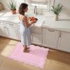 Garvee Scalloped Bow Rug 2×3, Soft Faux Wool Washable Area Rug for Kitchen Floor, Non Slip Low Pile Entryway Rugs, Nursery Bedroom Decor, Beige(Pink)