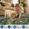 Garvee Vintage Floral Living Room Rugs 10×13, Soft Non Slip Area Rug for Bedroom, Botanical Low Pile Large Dining Room Rugs Stain Resistant Ultra Thin Home Decor Rug for Office Apartment, Blue Teal(Oriental Floral|green)