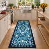 Garvee Vintage Floral Living Room Rugs 10×13, Soft Non Slip Area Rug for Bedroom, Botanical Low Pile Large Dining Room Rugs Stain Resistant Ultra Thin Home Decor Rug for Office Apartment, Blue Teal(Oriental Floral|blue Teal)