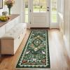 Garvee Vintage Floral Living Room Rugs 10×13, Soft Non Slip Area Rug for Bedroom, Botanical Low Pile Large Dining Room Rugs Stain Resistant Ultra Thin Home Decor Rug for Office Apartment, Blue Teal(Oriental Floral|green)