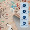 Garvee Vintage Floral Living Room Rugs 10×13, Soft Non Slip Area Rug for Bedroom, Botanical Low Pile Large Dining Room Rugs Stain Resistant Ultra Thin Home Decor Rug for Office Apartment, Blue Teal(Oriental Floral|taupe)