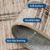 Garvee Washable Checkered 2×6 Kitchen Rugs, Non Slip Plaid Hallway Runner, Low Pile Stain Resistant Modern Geometric Throw Carpet for Entryway Laundry Bathroom, Minimalist Bedside Rug, Beige(Grid|taupe)