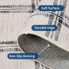 Garvee Washable Checkered 2×6 Kitchen Rugs, Non Slip Plaid Hallway Runner, Low Pile Stain Resistant Modern Geometric Throw Carpet for Entryway Laundry Bathroom, Minimalist Bedside Rug, Beige(Grid|beige)