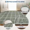 Garvee Washable Checkered 2×6 Kitchen Rugs, Non Slip Plaid Hallway Runner, Low Pile Stain Resistant Modern Geometric Throw Carpet for Entryway Laundry Bathroom, Minimalist Bedside Rug, Beige(Grid|green)