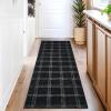 Garvee Washable Checkered 2×6 Kitchen Rugs, Non Slip Plaid Hallway Runner, Low Pile Stain Resistant Modern Geometric Throw Carpet for Entryway Laundry Bathroom, Minimalist Bedside Rug, Beige(Grid|black)
