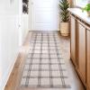 Garvee Washable Checkered 2×6 Kitchen Rugs, Non Slip Plaid Hallway Runner, Low Pile Stain Resistant Modern Geometric Throw Carpet for Entryway Laundry Bathroom, Minimalist Bedside Rug, Beige(Grid|beige)