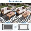 Garvee Waterproof Outdoor Rug 8×10 for Patio, Reversible Modern Area Rug, Large Plastic Straw Mat for Camping, RV, Porch, Backyard, Deck, Picnic, Beach, Brown & Beige(Grey & White)