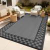 Garvee 10×14 Outdoor Rug Waterproof Reversible Patio Mat, Plastic Straw Rug for Patio,Large Outdoor Carpet for RV Camping, Balcony, Deck, Backyard, Easy Clean & Portable,Black/Grey(Gray & Black)