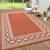 Garvee 10×14 Outdoor Rug Waterproof Reversible Patio Mat, Plastic Straw Rug for Patio,Large Outdoor Carpet for RV Camping, Balcony, Deck, Backyard, Easy Clean & Portable,Black/Grey(Terracotta/White)