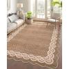 Garvee 2×6 Washable Scalloped Lace Runner Rug, Soft Non-Shedding Low Pile Rugs Runner for Hallway Entryway Living Room, Contemporary Elegant Carpet for College Playroom Kids Room, Beige(Lace Camel)