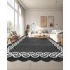 Garvee 2×6 Washable Scalloped Lace Runner Rug, Soft Non-Shedding Low Pile Rugs Runner for Hallway Entryway Living Room, Contemporary Elegant Carpet for College Playroom Kids Room, Beige(Lace Black)