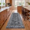 Garvee 5×7 Area Rugs for Living Room Vintage Border Area Rug Washable Rug Stain Resistant Non Shedding Floor Cover Soft Touch Folding Indoor Carpet for Dining Room Nursery Living Room Bedroom，Blue(Vintage Border – Grey)