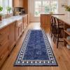 Garvee 5×7 Area Rugs for Living Room Vintage Border Area Rug Washable Rug Stain Resistant Non Shedding Floor Cover Soft Touch Folding Indoor Carpet for Dining Room Nursery Living Room Bedroom，Blue(Vintage Border – Blue)