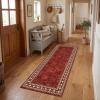 Garvee 5×7 Area Rugs for Living Room Vintage Border Area Rug Washable Rug Stain Resistant Non Shedding Floor Cover Soft Touch Folding Indoor Carpet for Dining Room Nursery Living Room Bedroom，Blue(Vintage Border – Red)
