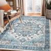 Garvee 8×10 ft Large Washable Area Rugs for Living Room – Non-Slip Low Pile Boho Vintage Carpet for Bedroom, Office, Dining Room & Kitchen – Machine Washable Throw Rug, Home Decor(Blue)(Blue)