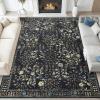 Garvee 9×12 Area Rug for Living Room, Vintage Retro Boho Rug, Washable Non Slip & Low Pile Carpet for Living Room, Bedroom, Dining Room, Green(Black)