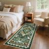 Garvee Vintage Floral Living Room Rugs 10×13, Soft Non Slip Area Rug for Bedroom, Botanical Low Pile Large Dining Room Rugs Stain Resistant Ultra Thin Home Decor Rug for Office Apartment, Blue Teal(Oriental Floral|green)
