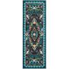 Garvee Vintage Floral Living Room Rugs 10×13, Soft Non Slip Area Rug for Bedroom, Botanical Low Pile Large Dining Room Rugs Stain Resistant Ultra Thin Home Decor Rug for Office Apartment, Blue Teal(Oriental Floral|black)