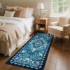 Garvee Vintage Floral Living Room Rugs 10×13, Soft Non Slip Area Rug for Bedroom, Botanical Low Pile Large Dining Room Rugs Stain Resistant Ultra Thin Home Decor Rug for Office Apartment, Blue Teal(Oriental Floral|blue Teal)