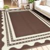 Garvee Waterproof Outdoor Rug 8×10 for Patio, Reversible Modern Area Rug, Large Plastic Straw Mat for Camping, RV, Porch, Backyard, Deck, Picnic, Beach, Brown & Beige(Brown & Beige)