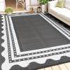 Garvee Waterproof Outdoor Rug 8×10 for Patio, Reversible Modern Area Rug, Large Plastic Straw Mat for Camping, RV, Porch, Backyard, Deck, Picnic, Beach, Brown & Beige(Grey & White)